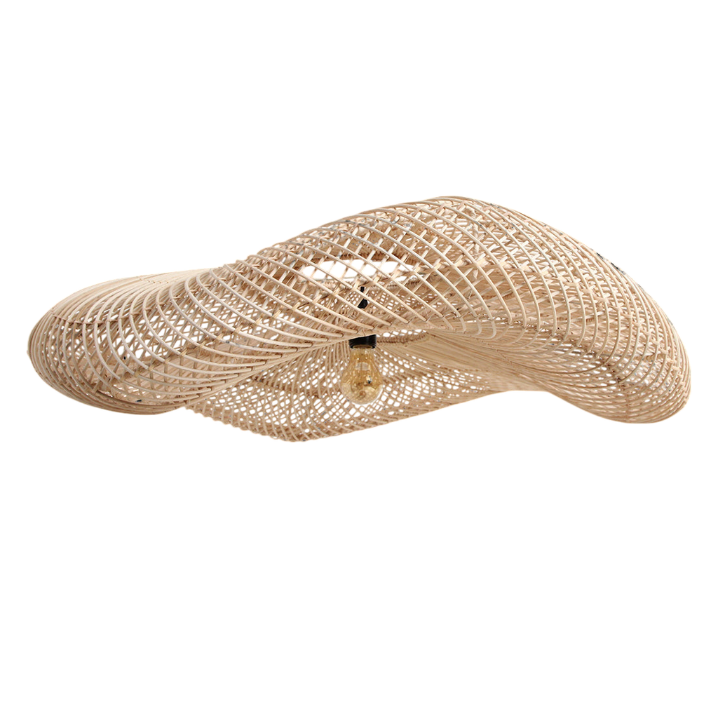 Suspension en rotin naturel forme ondulante tressage ajouré – Ø115 cm