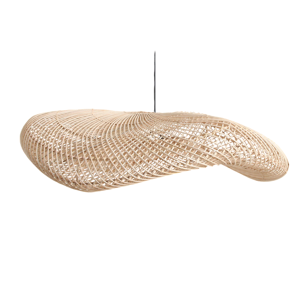 Suspension en rotin naturel forme ondulante tressage ajouré – Ø115 cm