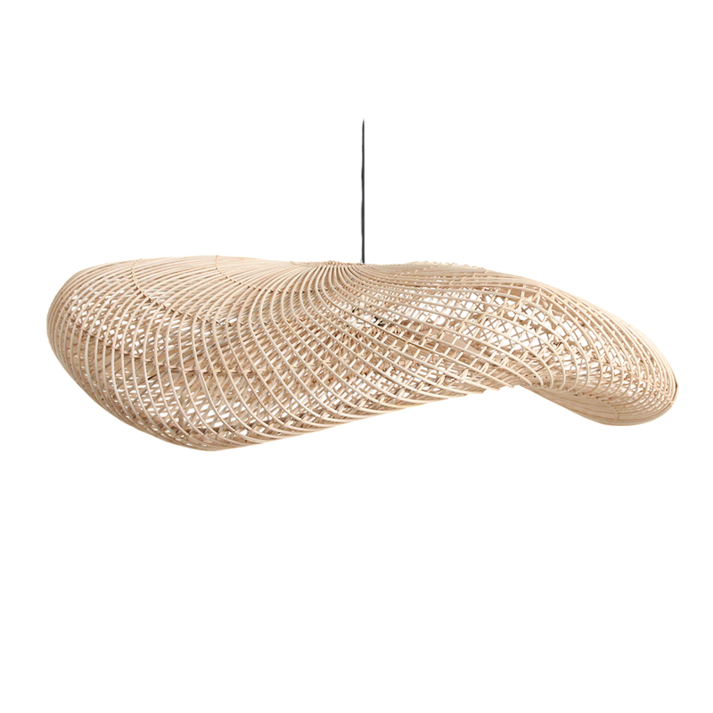 Suspension en rotin naturel forme ondulante tressage ajouré – Ø115 cm