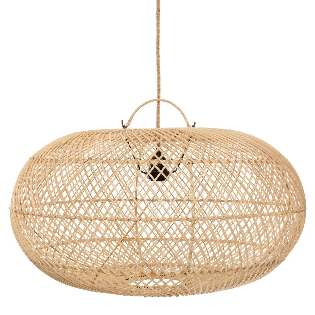 Suspension en rotin naturel tressé ovale 60 cm à motif géométrique