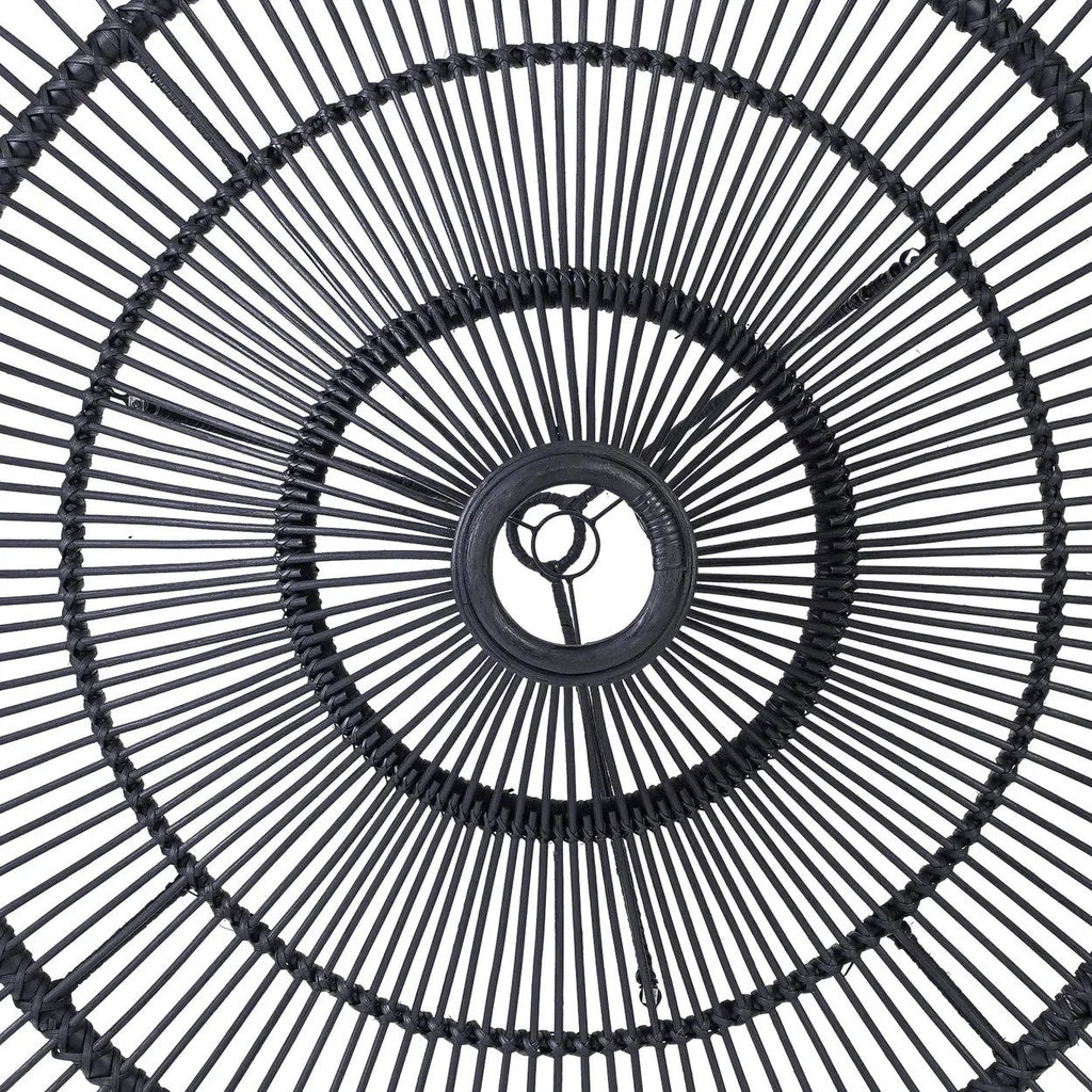 Suspension rotin noir XL 110 cm plafonnier rond design