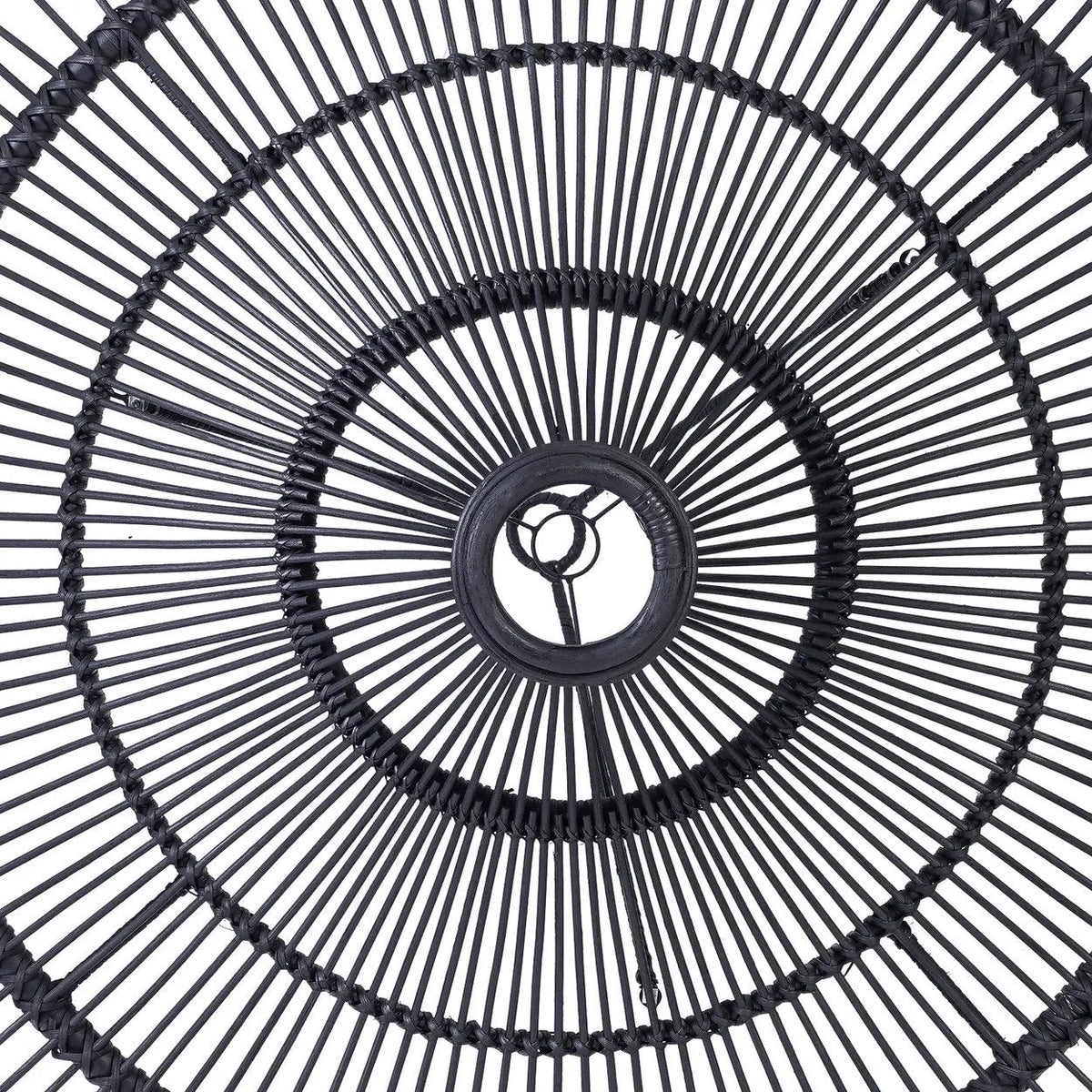 Suspension rotin noir XL 110 cm plafonnier rond design
