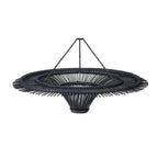 Suspension rotin noir XL 110 cm plafonnier rond design