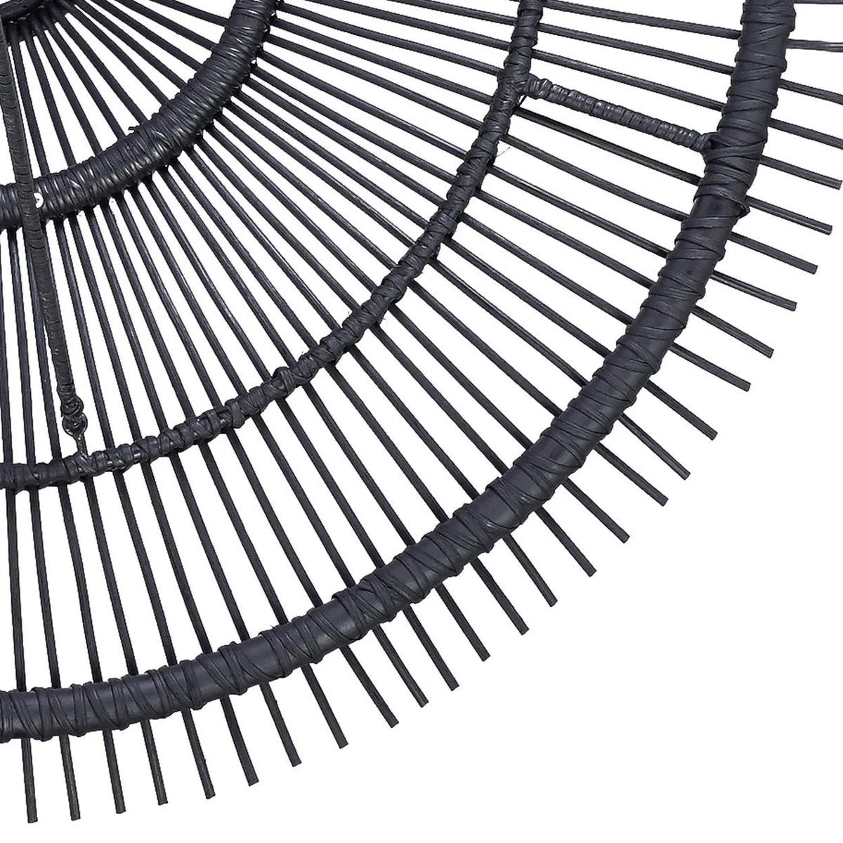 Suspension rotin noir XL 110 cm plafonnier rond design