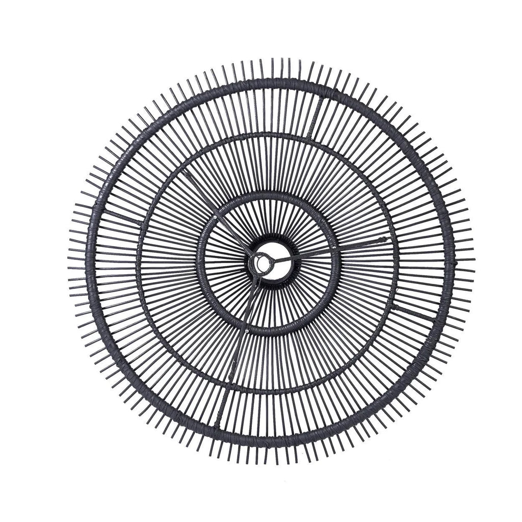 Suspension rotin noir XL 110 cm plafonnier rond design