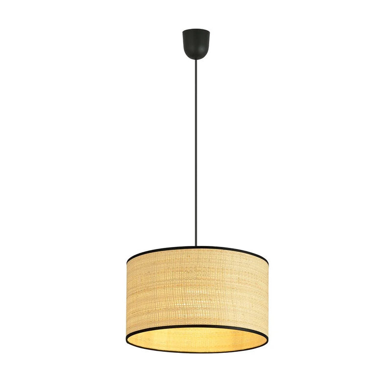 Suspension en rotin tressé bordure noire cylindrique – Ø35 cm