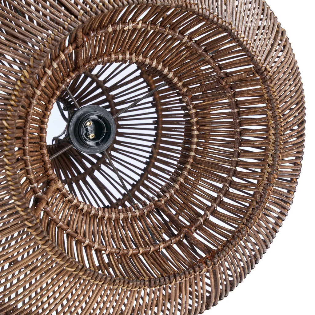 Abat-jour suspension rotin tressé brun Ø48 cm avec douille noire centrale