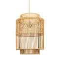 Suspension en rotin tressé naturel à niveaux, diamètre 30 cm, luminaire suspendu élégant