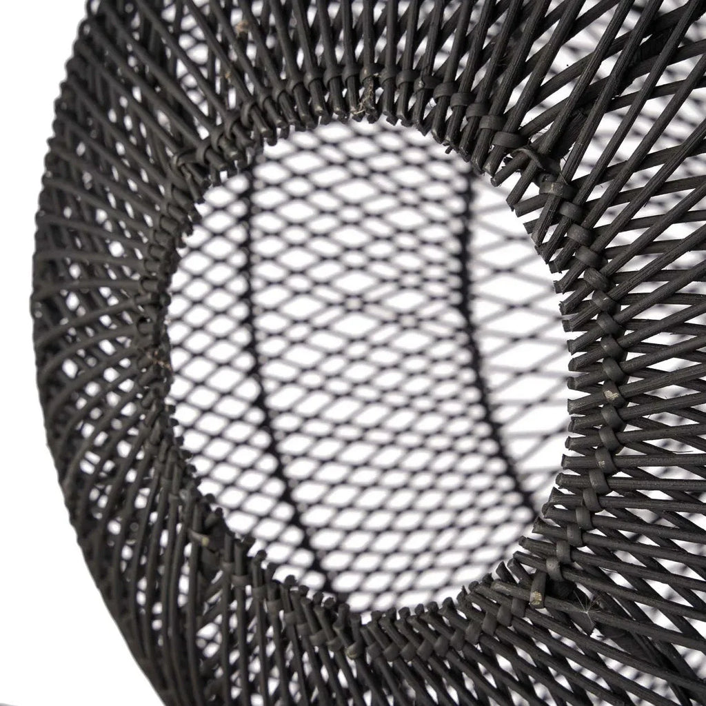 Suspension en rotin tressé – Noir ajouré – Ø50 cm