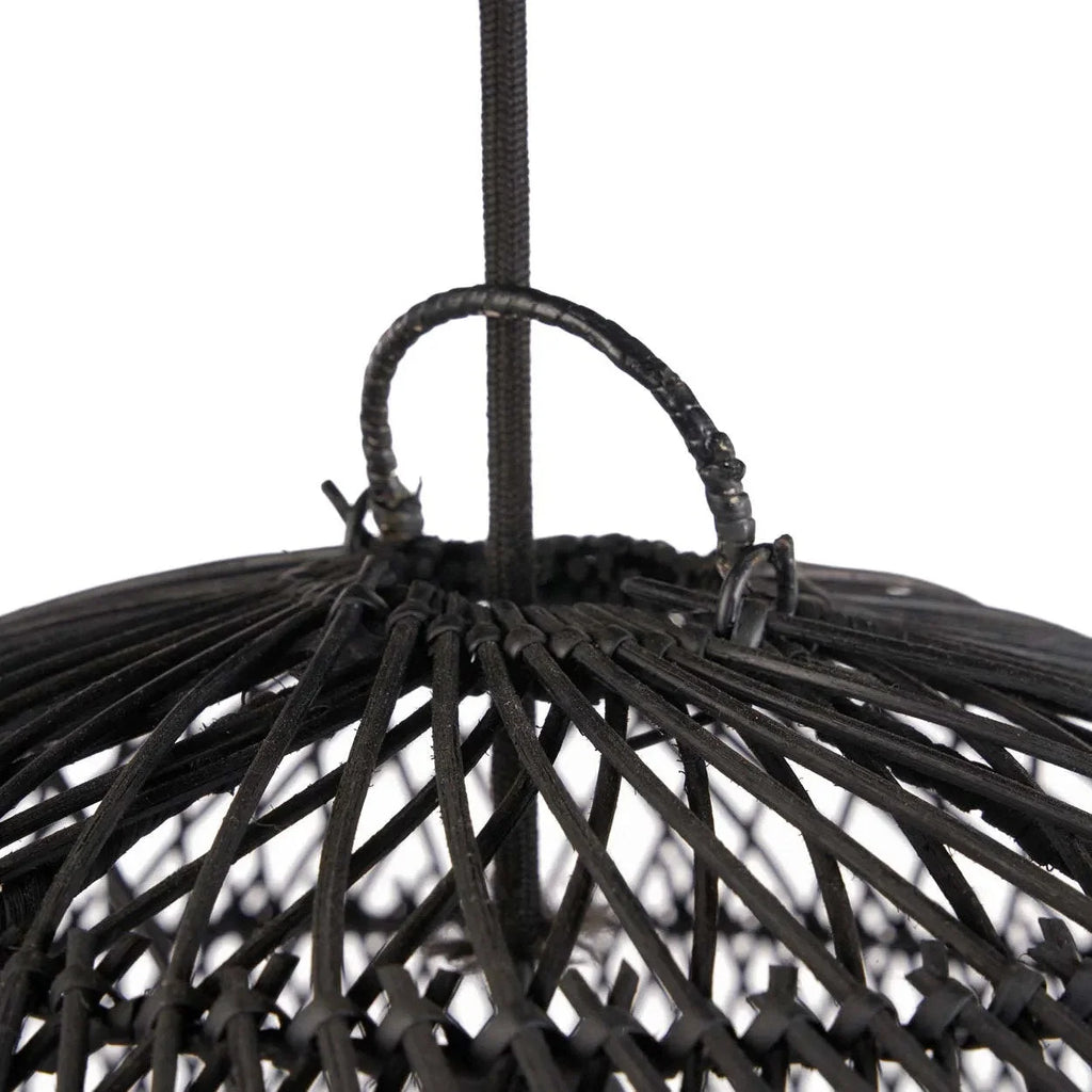 Suspension en rotin tressé – Noir ajouré – Ø50 cm