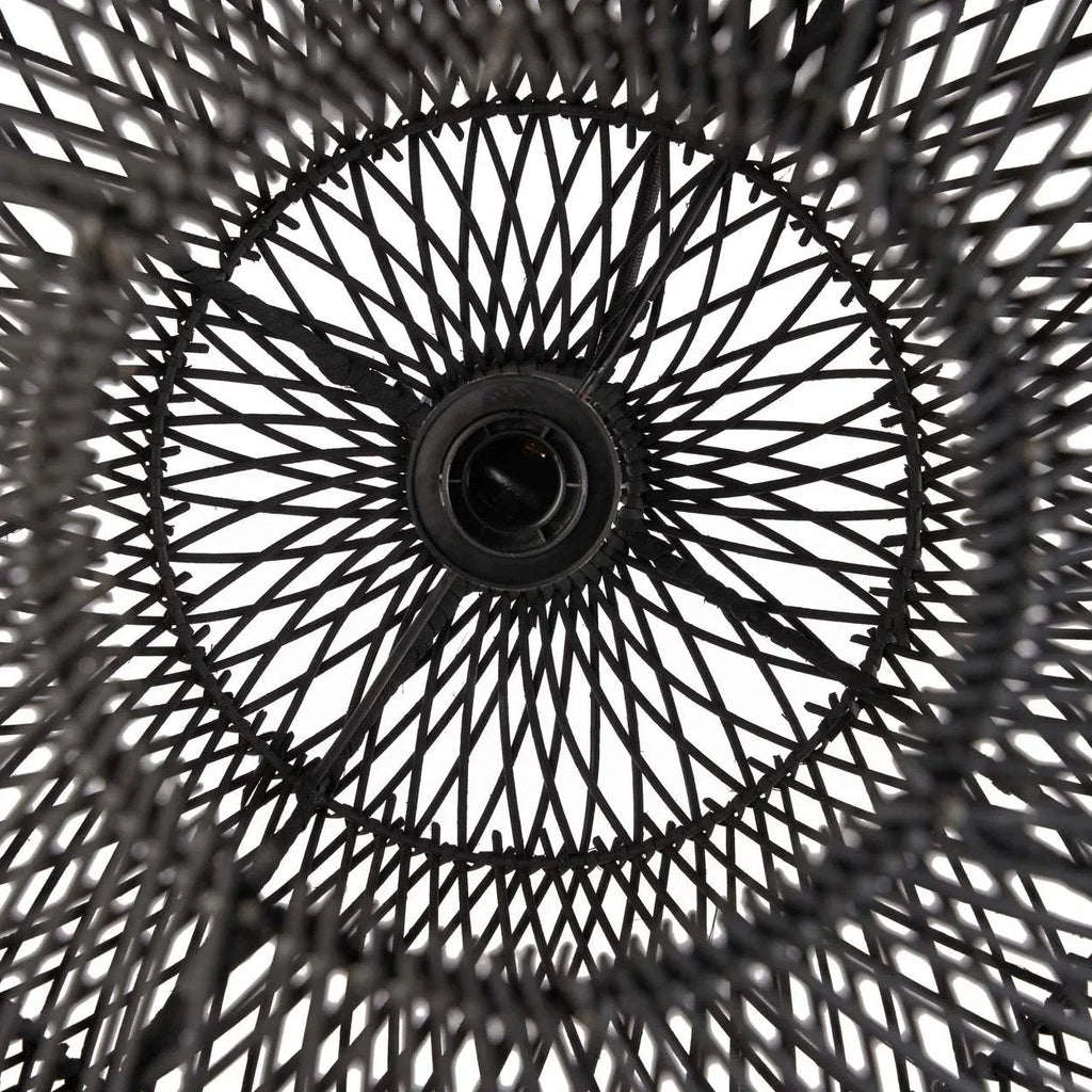 Suspension en rotin tressé – Noir ajouré – Ø50 cm
