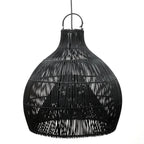 Suspension en rotin tressé noir forme goutte Ø50 cm élégante