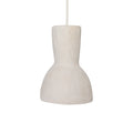 Lampe pendentif sablier plâtre blanc cassé texturé 15x21 cm minimaliste