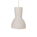Lampe pendentif sablier plâtre blanc cassé texturé 15x21 cm minimaliste