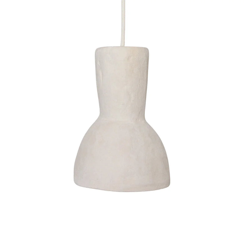 Suspension sablier plâtre blanc cassé texturée – 15x21 cm