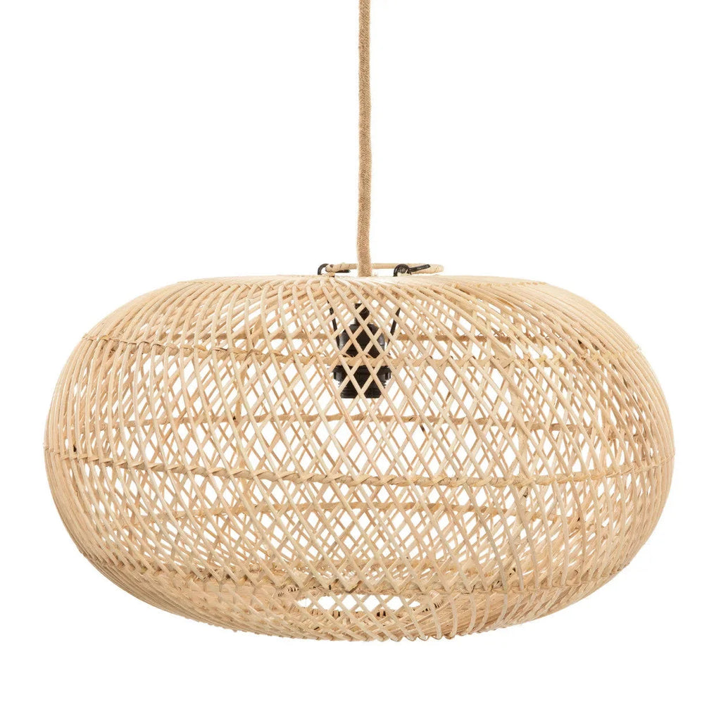 Suspension sphère en rotin naturel diamètre 50 cm avec ampoule apparente