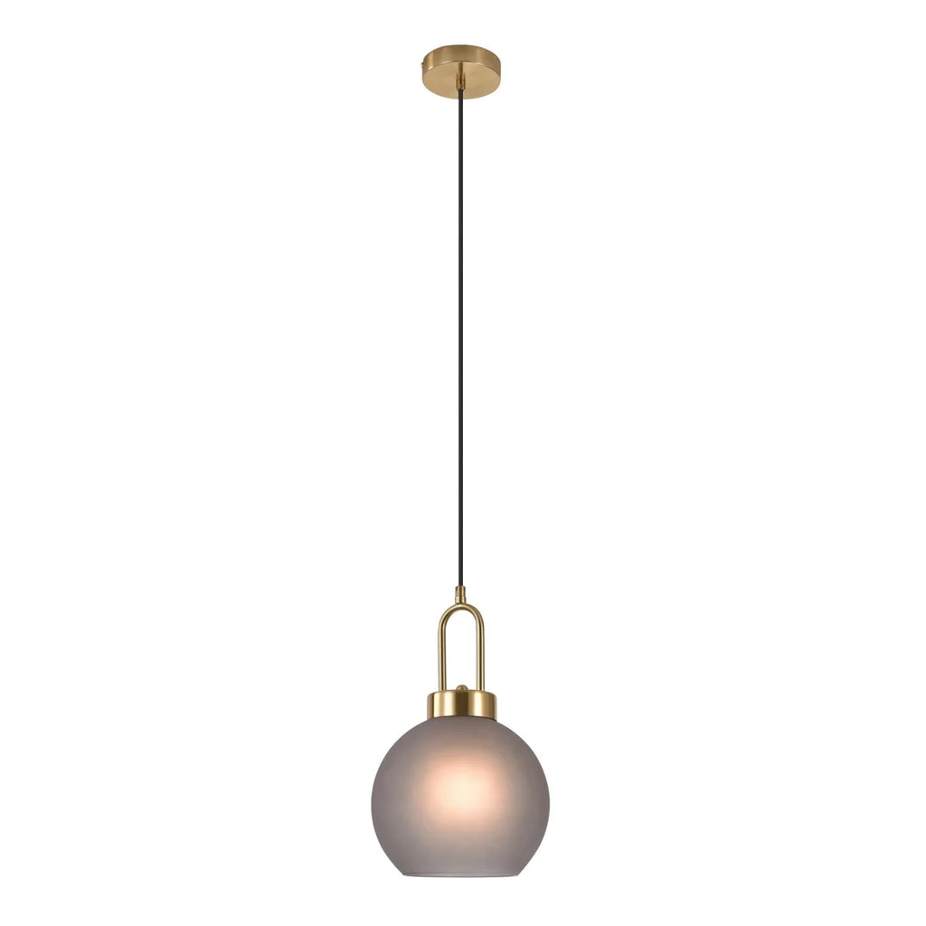 Suspension sphérique en verre fumé mat et laiton doré Ø20 cm
