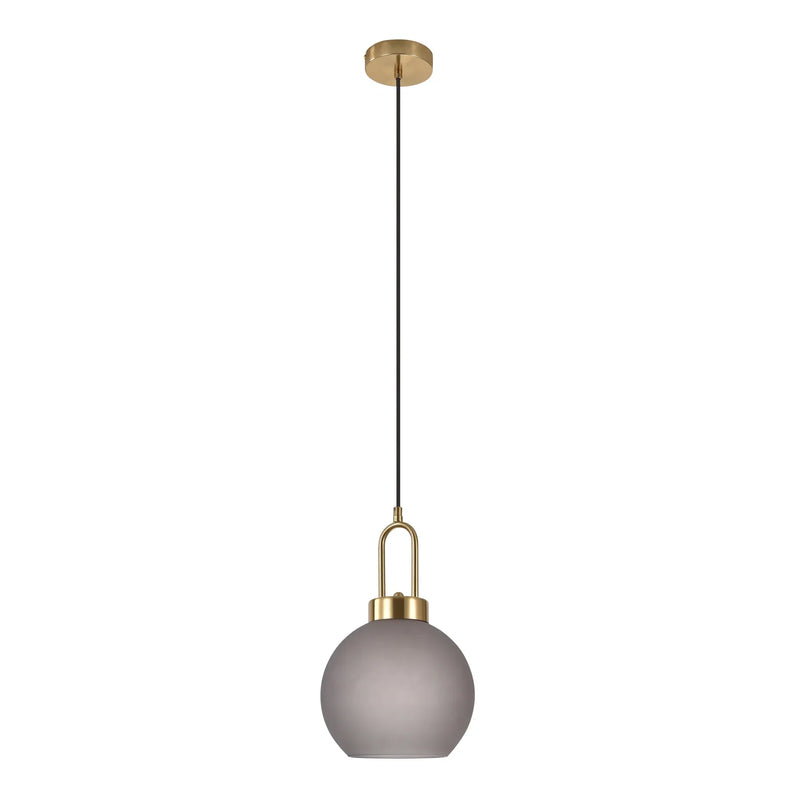 Suspension sphérique en verre fumé mat et laiton doré – Ø20 cm