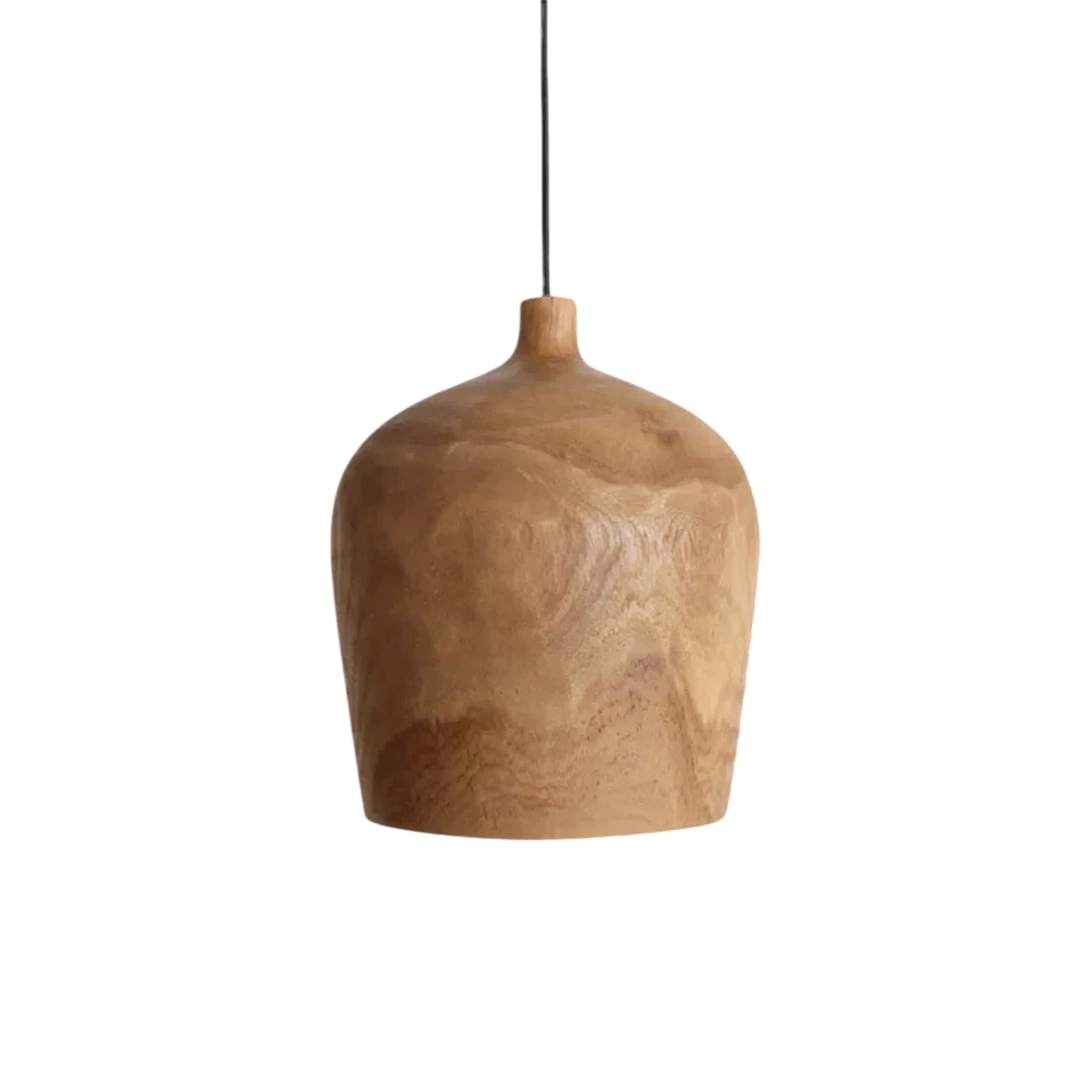 Suspension en teck naturel forme bouteille Ø25x28 cm rustique sculptée