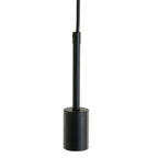 Suspension en verre ambré avec ampoule apparente et luminaire cylindrique noir