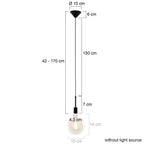 Dimensions du lampadaire suspendu en verre ambré avec ampoule apparente Ø100 cm