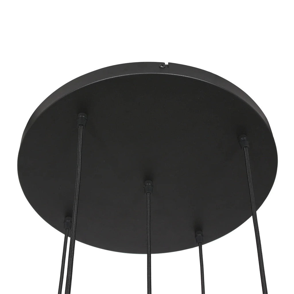 Applique noire circulaire en plafond suspension verre ambré et laiton pour hauts plafonds