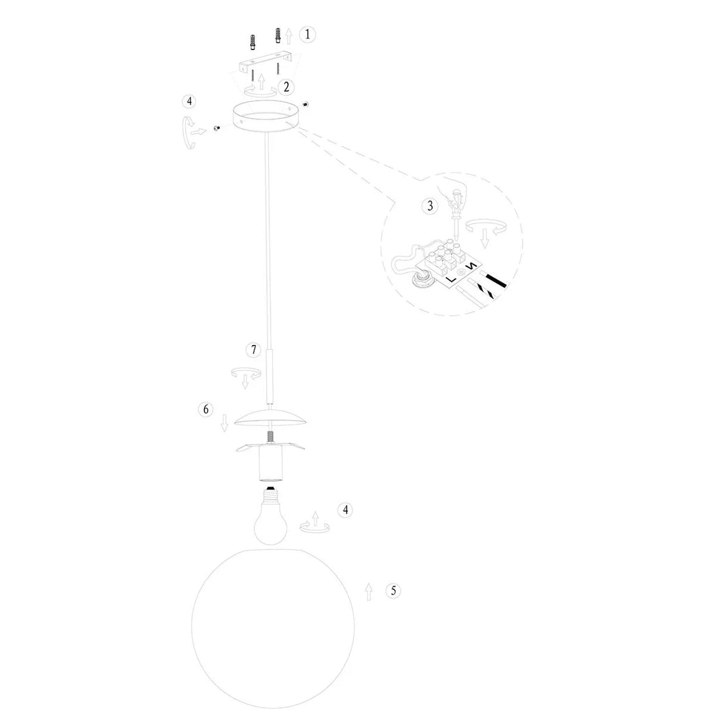 Suspension en verre ambré et métal doré avec ampoule visible – Ø20 cm