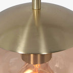 Suspension en verre ambré et métal doré avec ampoule visible – Ø20 cm
