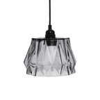 Suspension en verre transparent avec design facetté pour Hängelampe Emma Grau