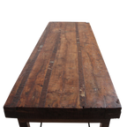 Table à manger pliante en bois recyclé brun patiné – 173x60 cm