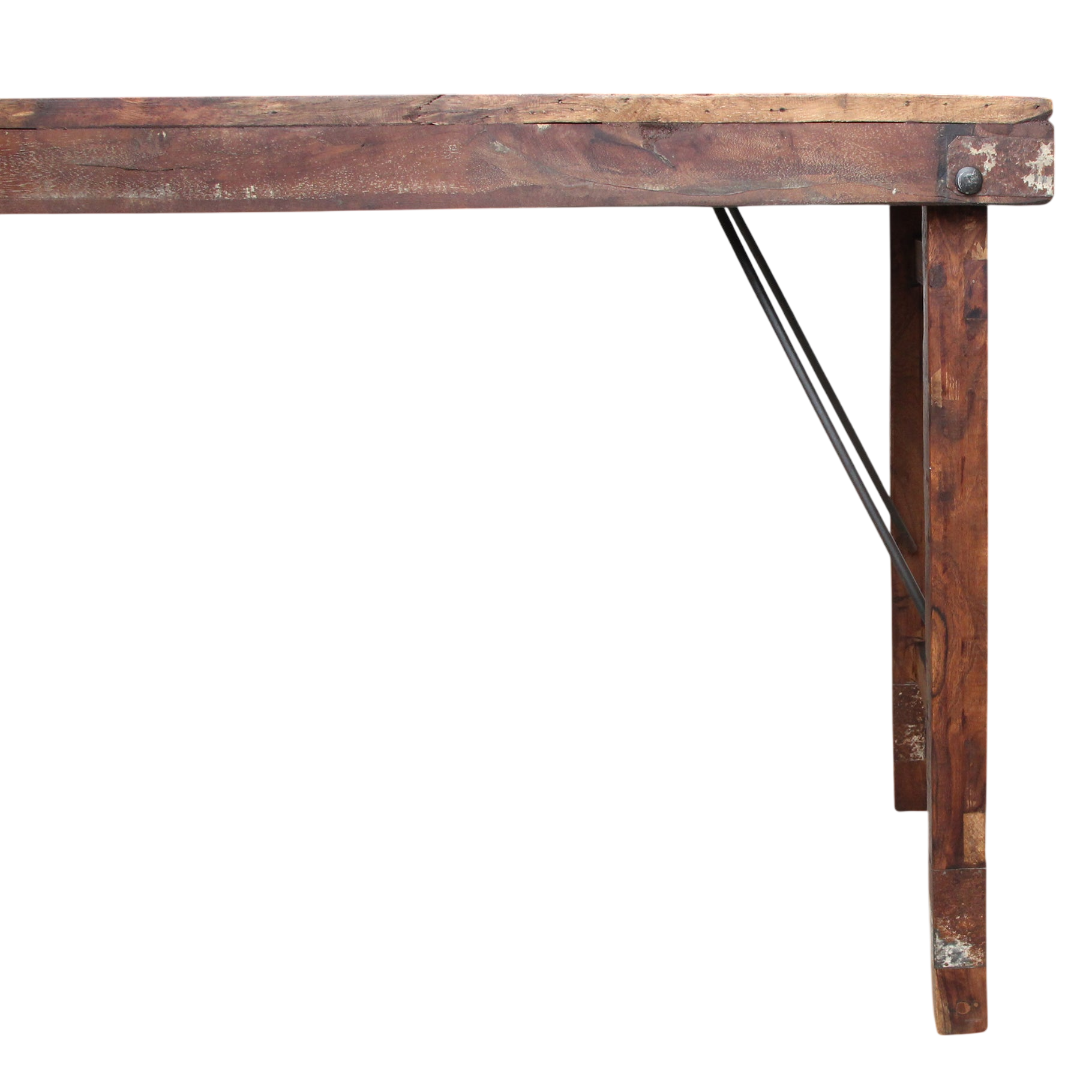 Table à manger pliante en bois recyclé brun patiné – 173x60 cm