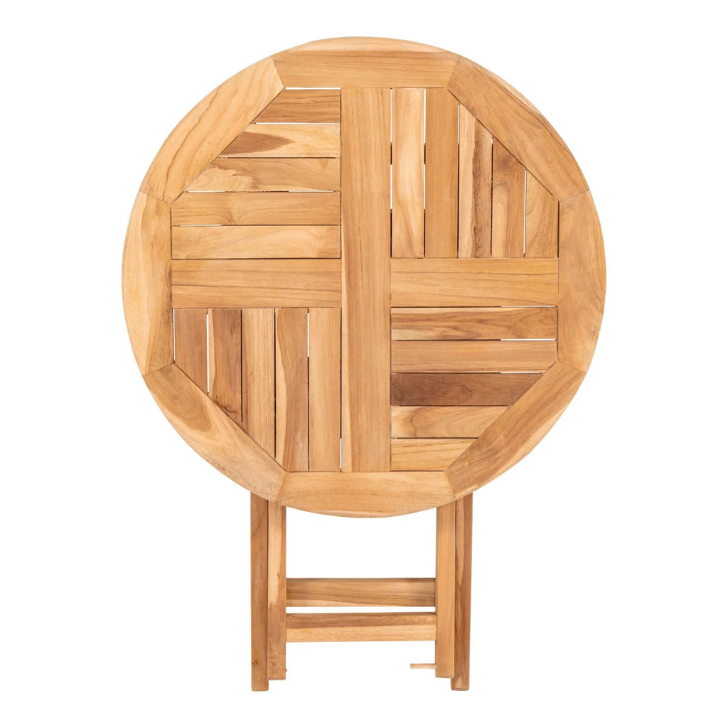 Table ronde pliante en teck naturel, Ø70 cm, pour extérieur