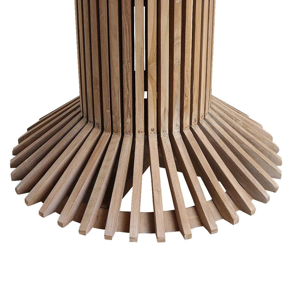 Base en teck recyclé ajouré pour table ronde à manger Ø120 cm