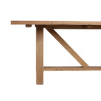 Table à manger en teck massif 200x100 cm piétement tréteaux naturel rustique