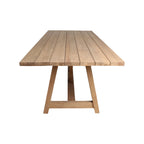Table à manger en teck massif piètement tréteaux naturel 200x100 cm