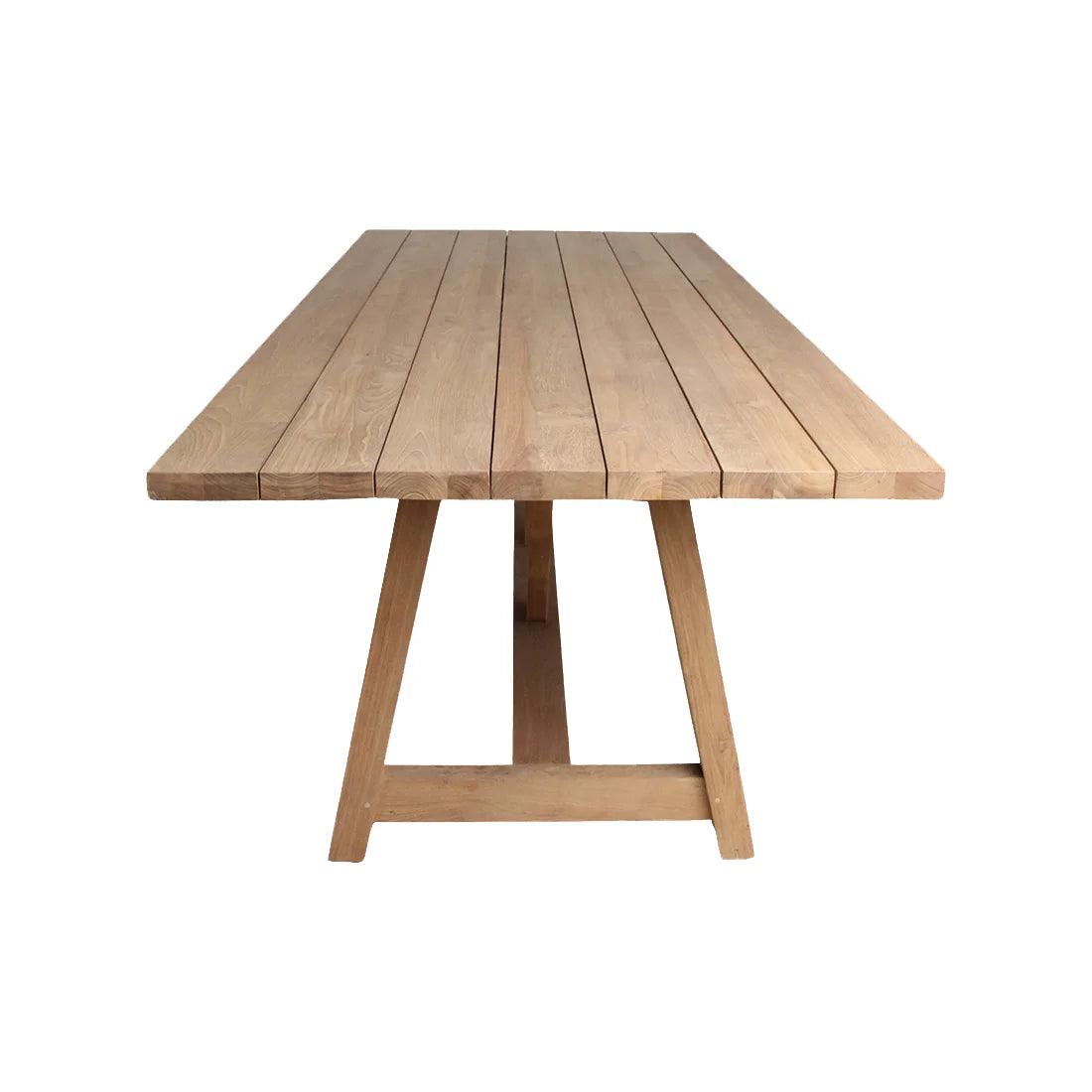 Table à manger en teck massif piètement tréteaux naturel 200x100 cm