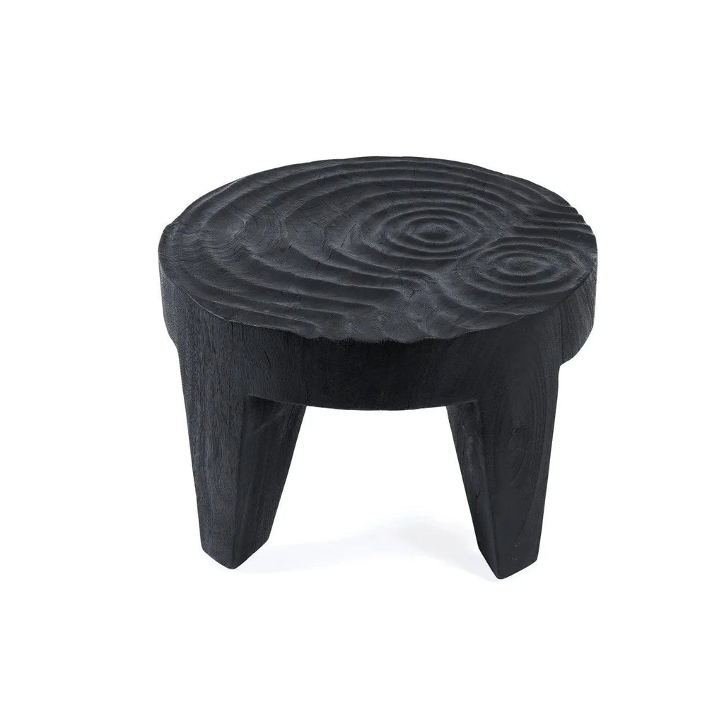 Table basse en bois de suar noir forme organique – 61x61 cm