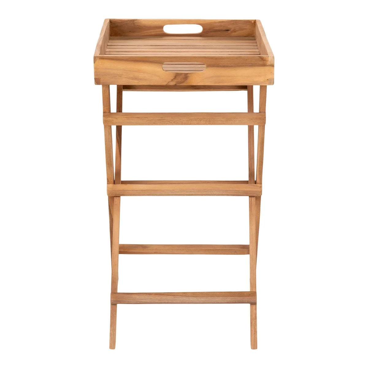 Table basse pliante en teck naturel, 29x39 cm, plateau amovible