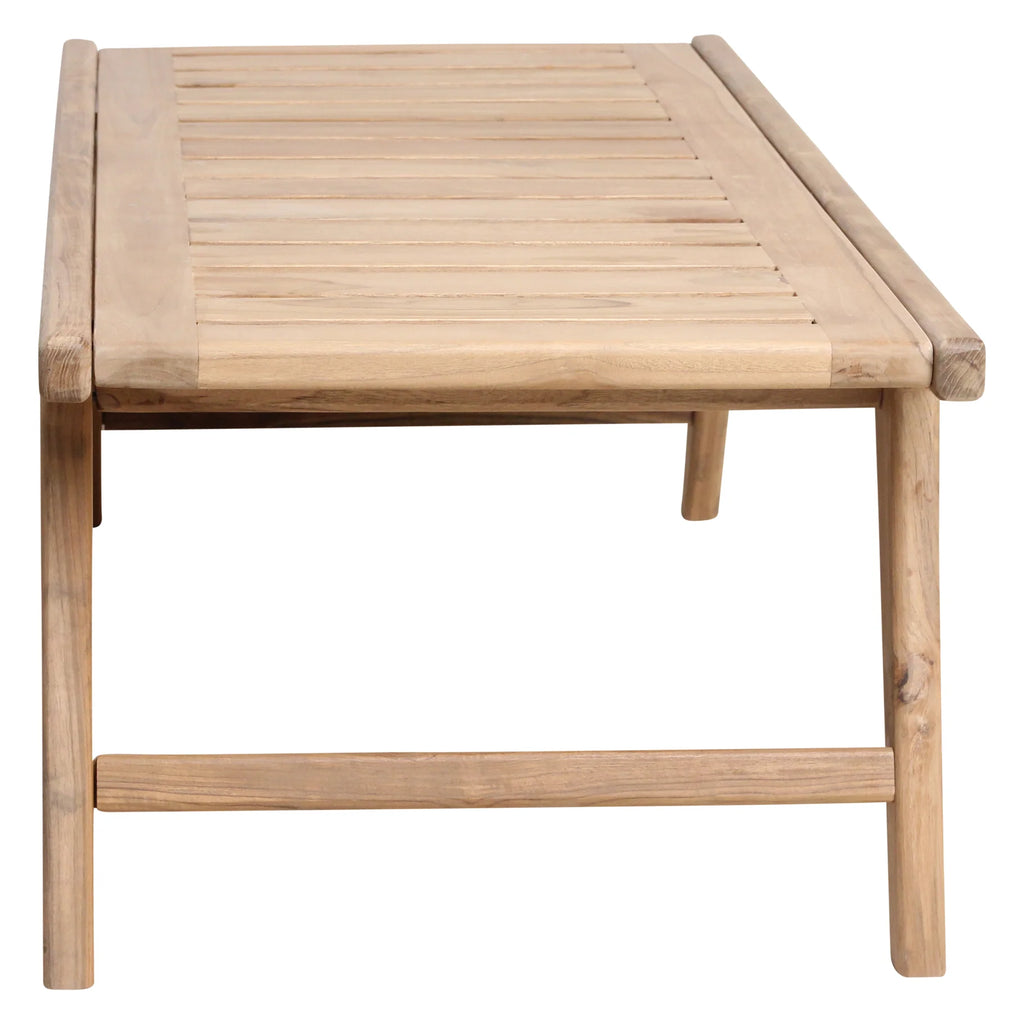 Table basse rectangulaire en teck naturel 100x50 cm pour extérieur
