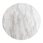 Nappe ronde en marbre blanc veiné gris, pied central noir Ø70 cm