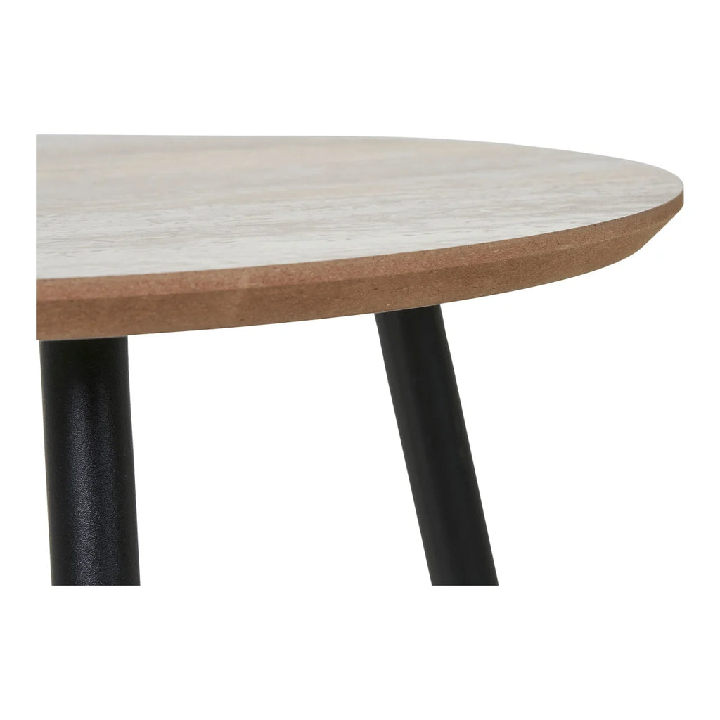 Table basse ovale moderne bois clair et pieds métal noir Ø55 cm