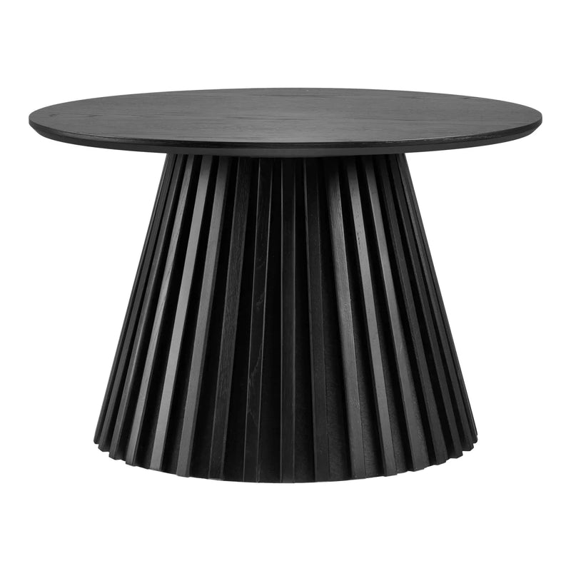 Table basse ronde en bois noir avec base rainurée – Ø70 cm