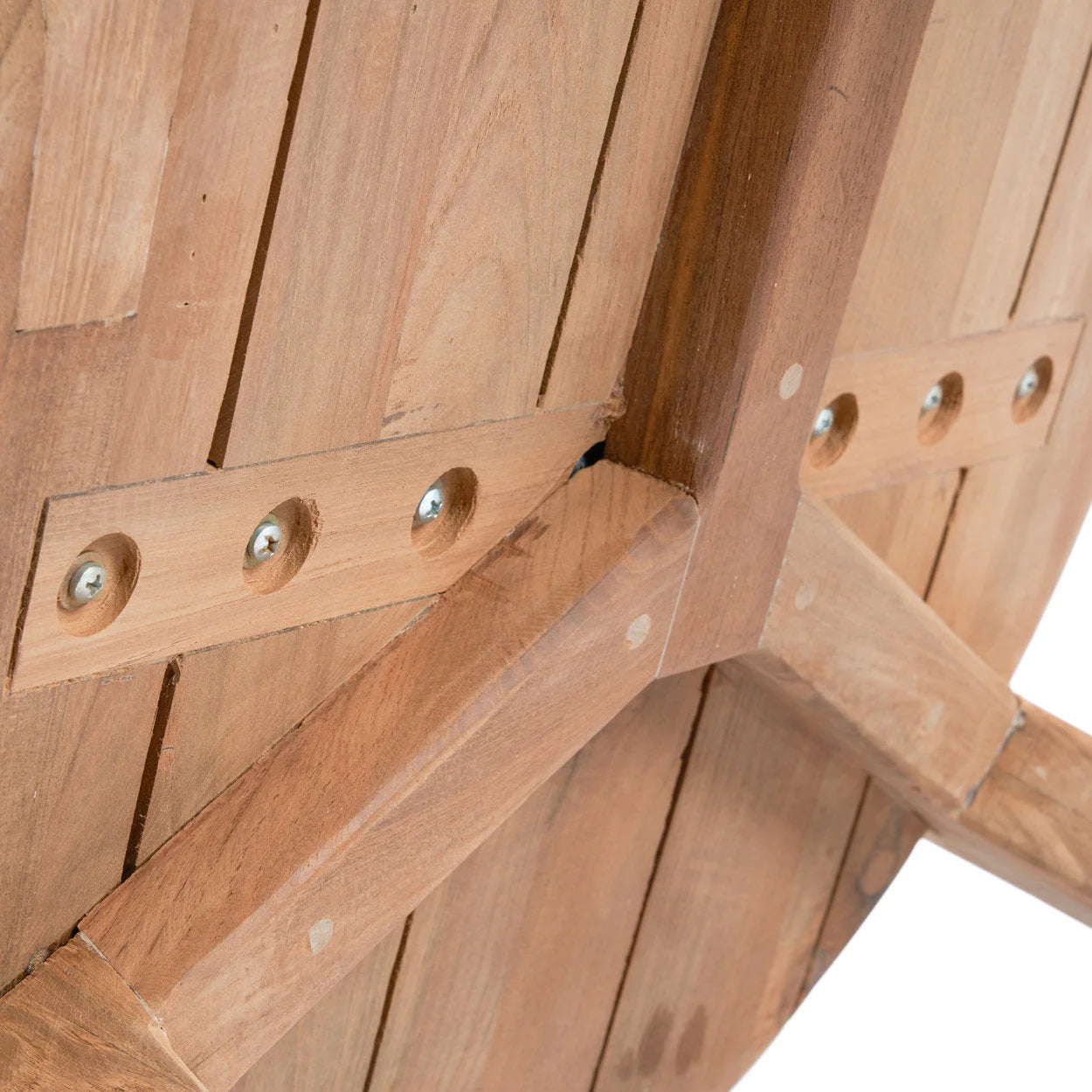 Table basse ronde en teck recyclé pour extérieur naturel – Ø70 cm