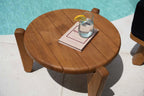 Table basse ronde en teck recyclé pour extérieur naturel – Ø70 cm