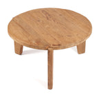 Table basse ronde en teck recyclé naturel pour salon cosy – Ø80 cm