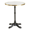 Table bistrot ronde effet marbre blanc bord doré pied noir Ø60 cm