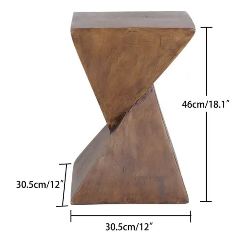 Dimensions de la table d’appoint moderne indiquées sur fond blanc.