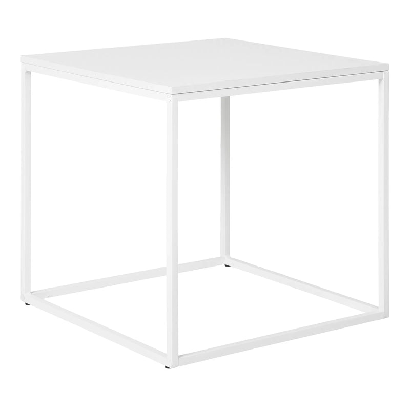 Table d'appoint blanche en acier et mélaminé 45x45 cm