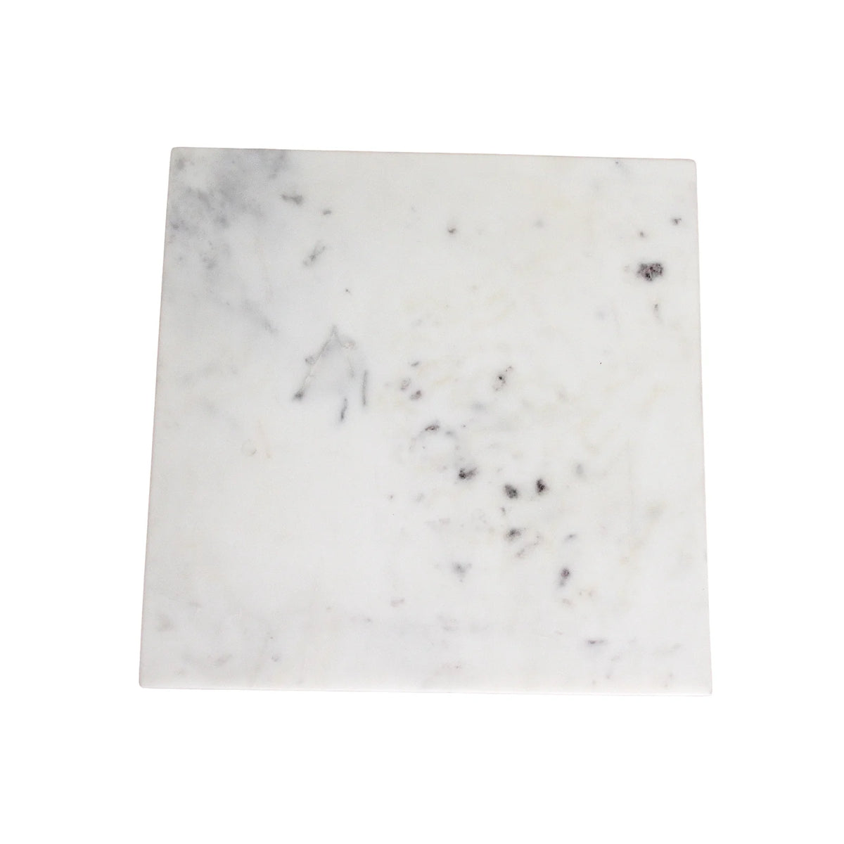 Table d’appoint carrée en marbre blanc veiné gris subtil, 35 cm