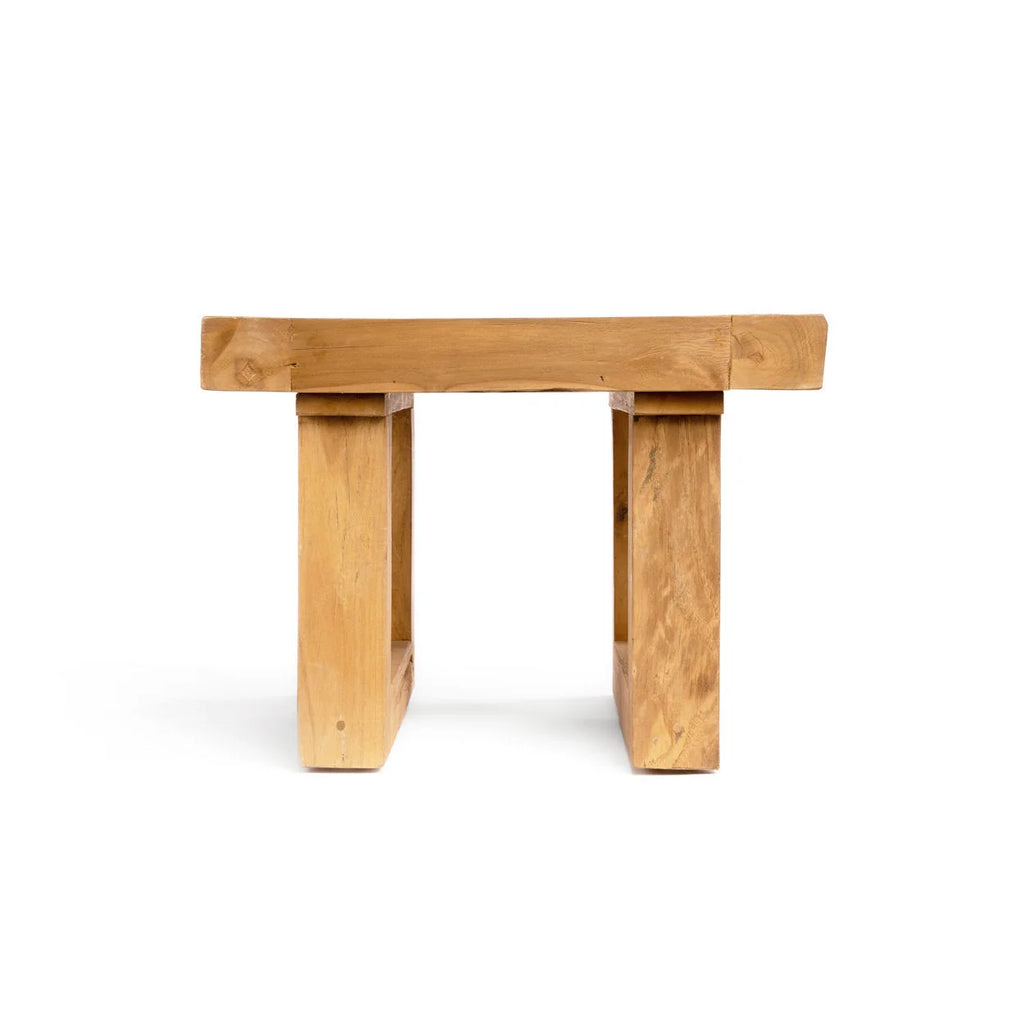 Table d’appoint carrée en teck recyclé – Finition naturelle – 50x50 cm